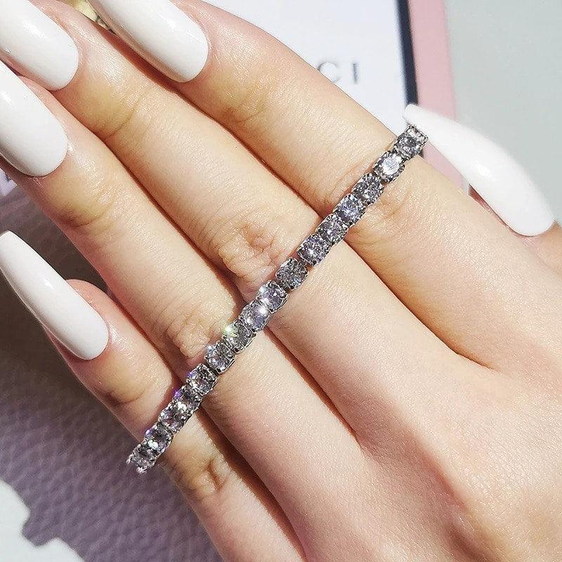 Bratara tennis, argintie, cu pietre din zirconiu, Idda C1 - Pursehuit.ro