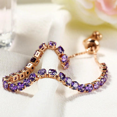 Bratara tennis, rose gold, cu pietre mov, Sebbor C1 - Pursehuit.ro