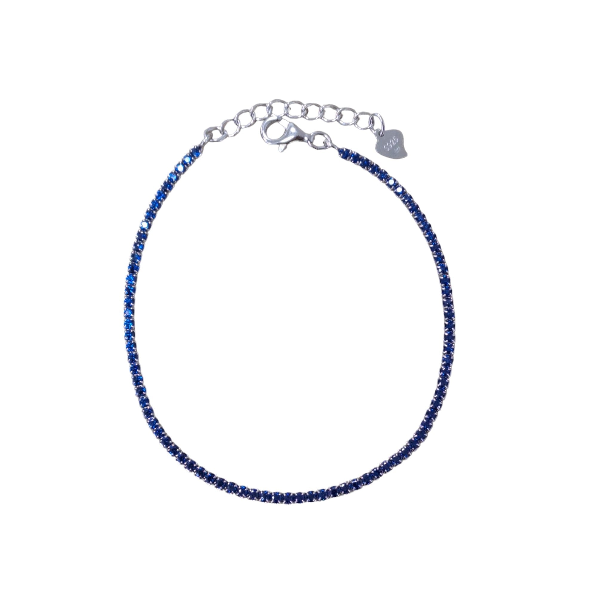 Bratara tennis, din argint 925, rodiat, cu pietre albastre din zirconiu, Oda C1