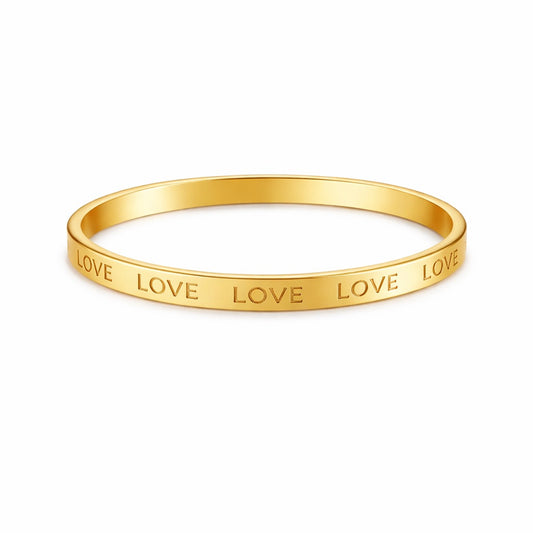 Bratara aurie, din otel inoxidabil, stil bangle, suflata cu aur 18k, Love C1