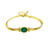 Bratara aurie, din otel inoxidabil, suflata cu aur 18k, cu piatra verde, Emmar C3 - Pursehuit.ro