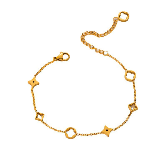 Bratara aurie, din otel inoxidabil, suflata cu aur 18k, cu piese diverse, Ivana C5