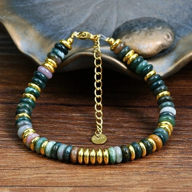 Bratara aurie, din otel inoxidabil, suflata cu aur 18k, cu pietre semipretioase de Agate, Jensina C6