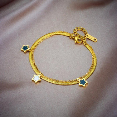 Bratara aurie, din otel inoxidabil, suflata cu aur 18k, cu stelute, Ephra C3 - Pursehuit.ro