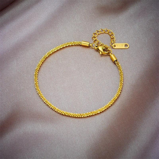 Bratara aurie, din otel inoxidabil, suflata cu aur 18k, delicata, Erlanda C3 - Pursehuit.ro