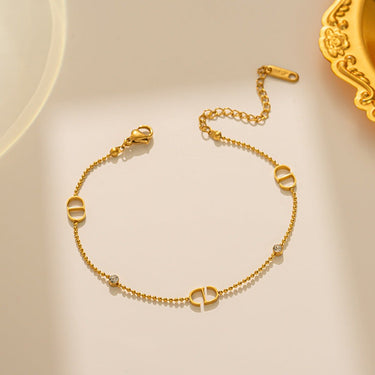 Bratara aurie, din otel inoxidabil, suflata cu aur 18k, delicata, cu pietricele din zirconiu, Jamie C5