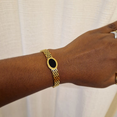 Bratara aurie, tip bangle, din otel inoxidabil, suflata cu aur 18k, Novira C1