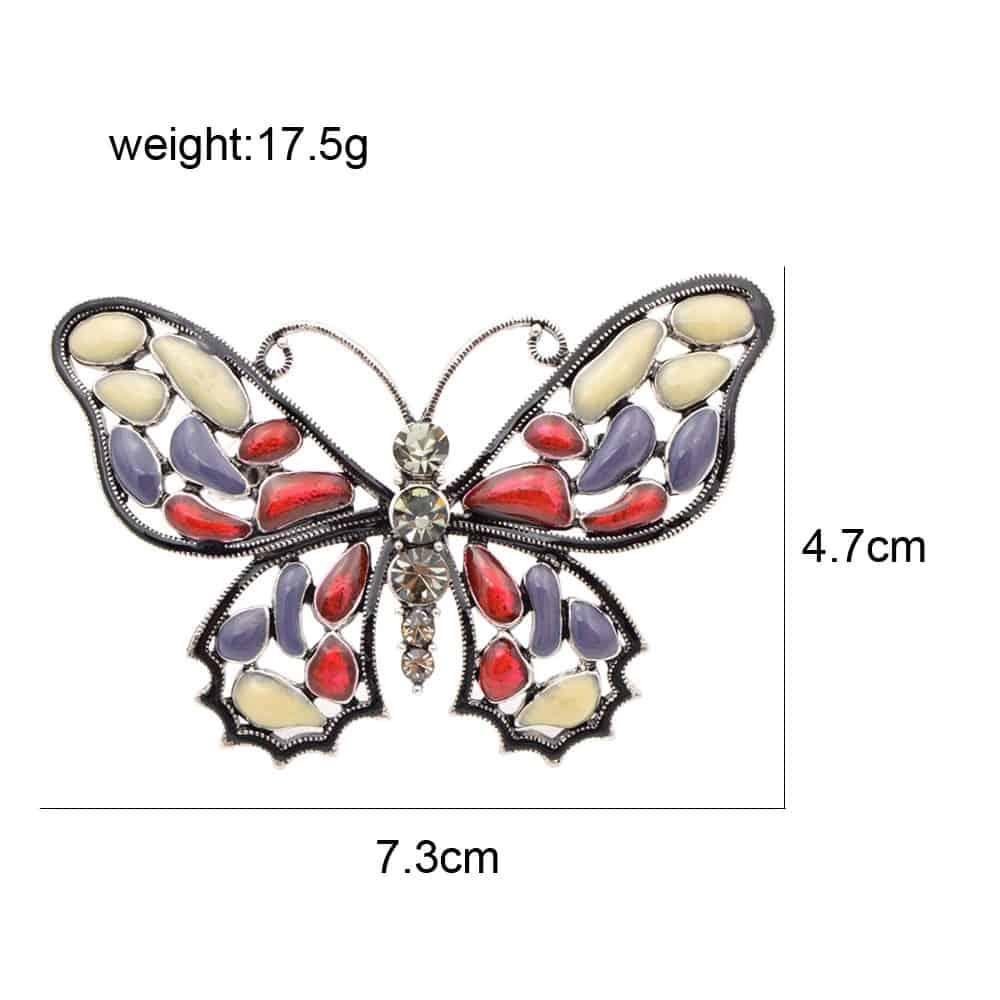 Brosa argintie, forma de fluture, cu pietre, Corina C1 - Pursehuit.ro