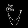 Brosa argintie, dubla, cu lanturi si bicicleta, cu pietre, Octavia C2