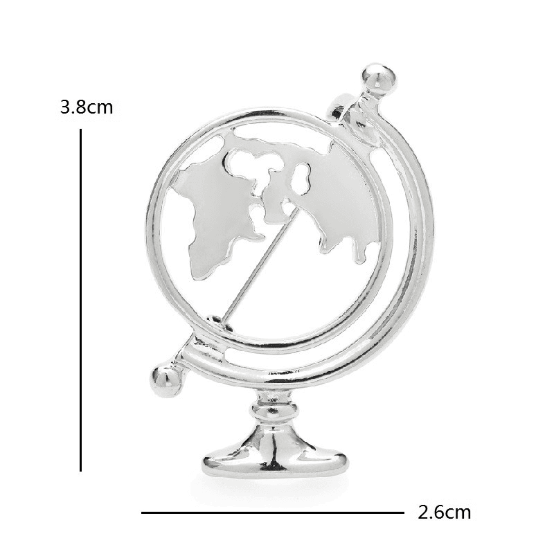 Brosa argintie, forma de glob pamantesc, Iulya C6