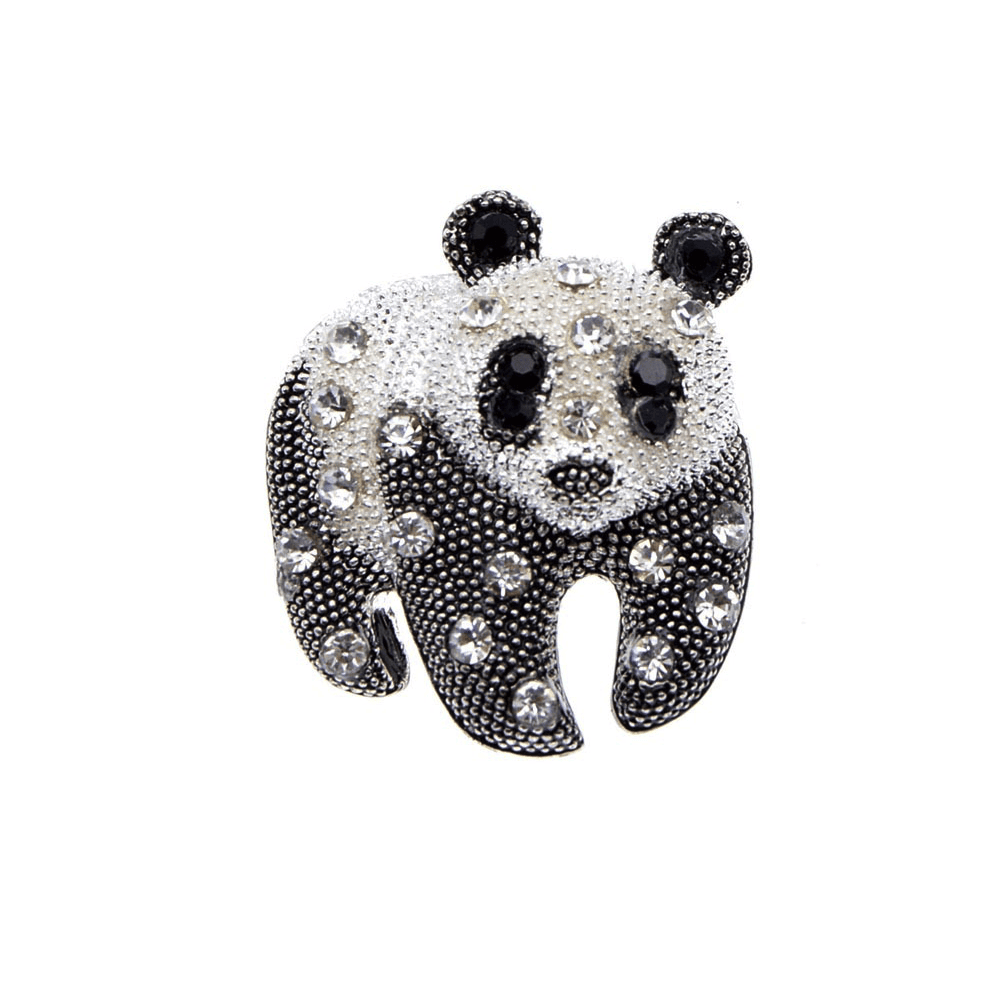 Brosa argintie, forma de urs Panda, cu pietre, Andreea C7