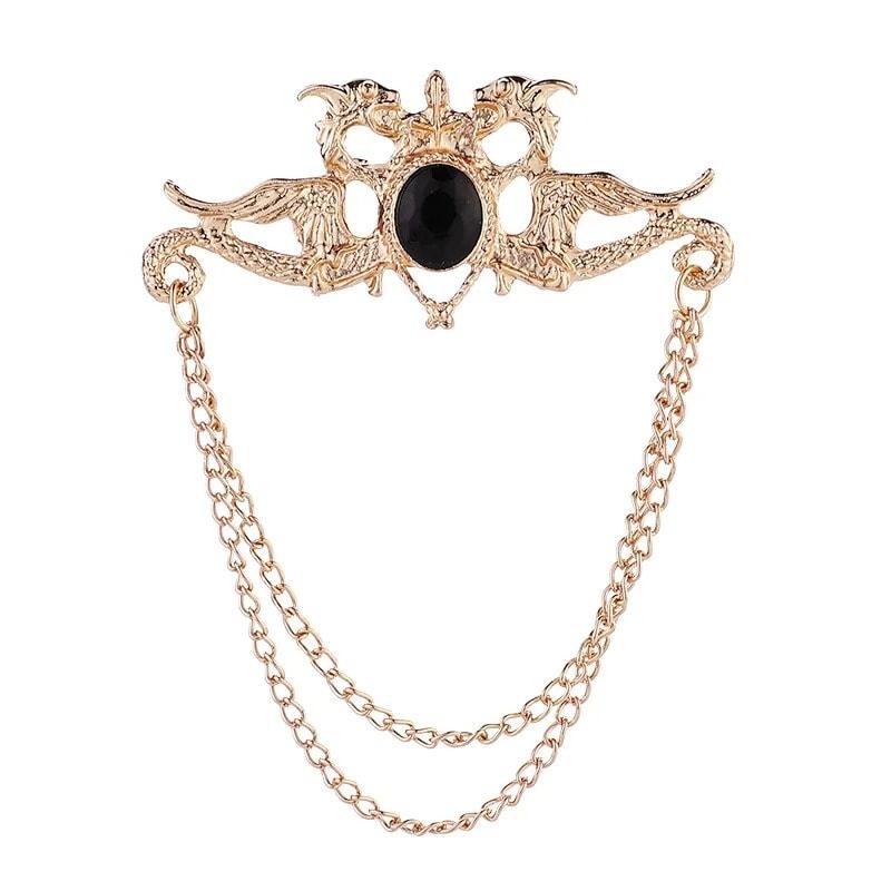 Brosa aurie, cu lanturi si piatra, Pirette C1 - Pursehuit.ro