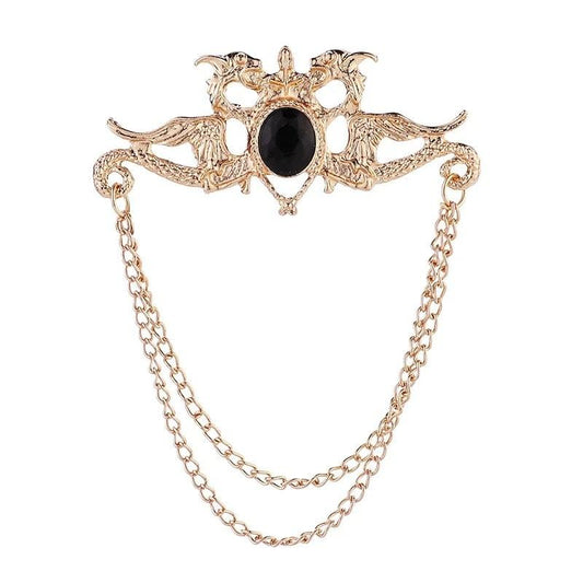 Brosa aurie, cu lanturi si piatra, Pirette C1 - Pursehuit.ro