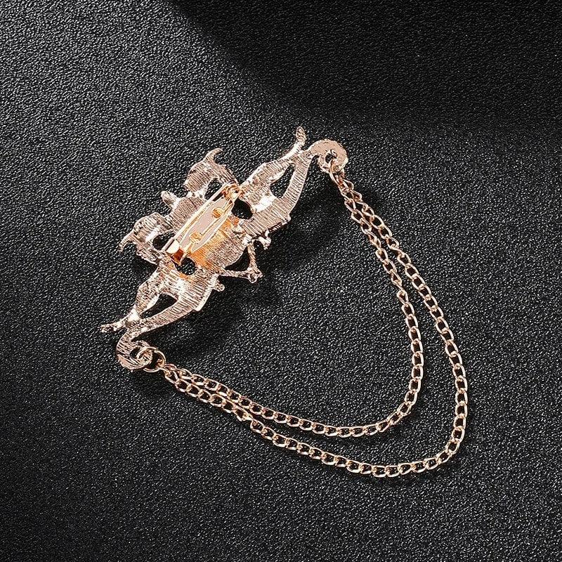 Brosa aurie, cu lanturi si piatra, Pirette C1 - Pursehuit.ro