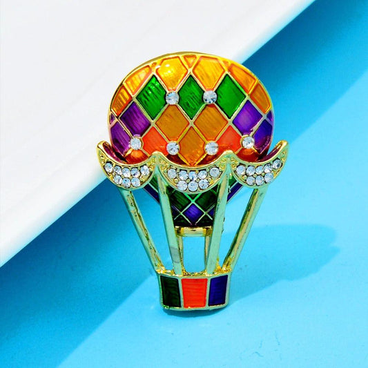 Brosa aurie, forma de balon cu aer, cu pietre, Mascha C1 - Pursehuit.ro