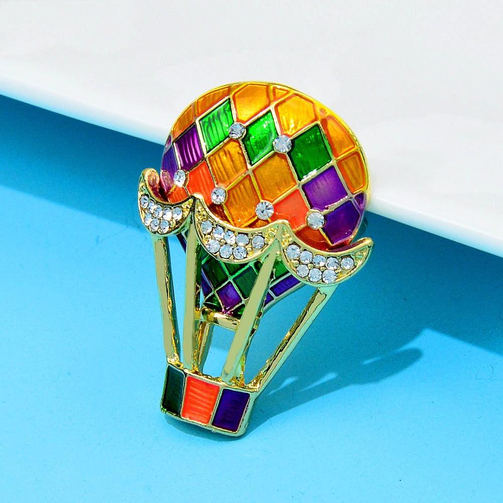 Brosa aurie, forma de balon cu aer, cu pietre, Mascha C1 - Pursehuit.ro