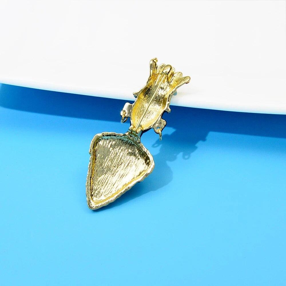 Brosa aurie, forma de barbat african, cu pietre si perle, Martina C1 - Pursehuit.ro