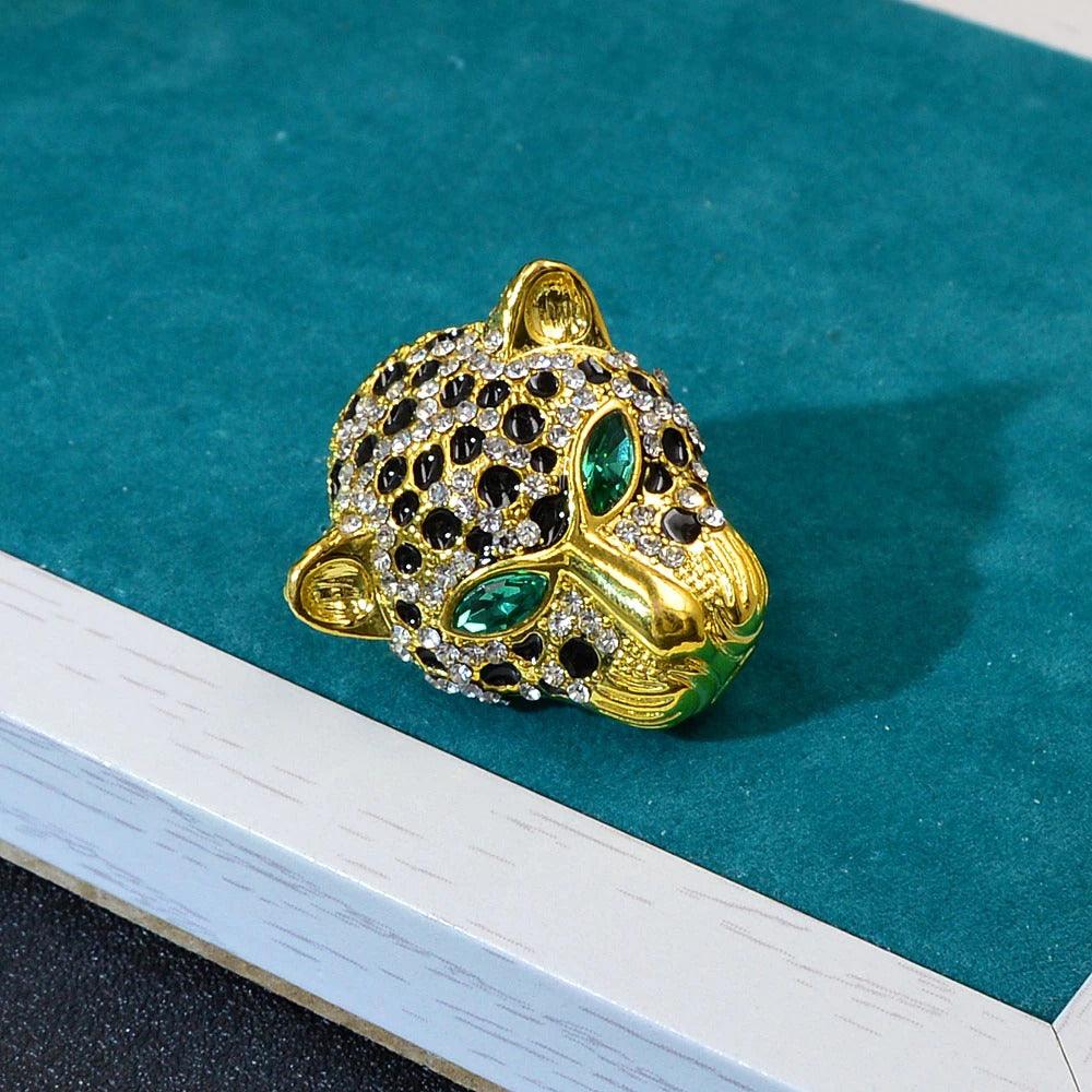 Brosa aurie, forma de cap de pantera, cu pietre, Mariel C2 - Pursehuit.ro