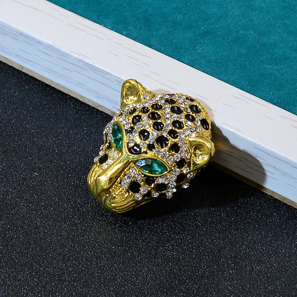 Brosa aurie, forma de cap de pantera, cu pietre, Mariel C2 - Pursehuit.ro