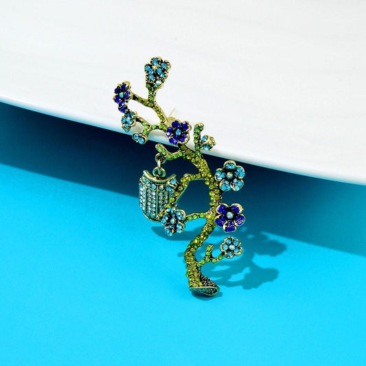 Brosa aurie, forma de copac cu flori si pietre, Selda C2 - Pursehuit.ro