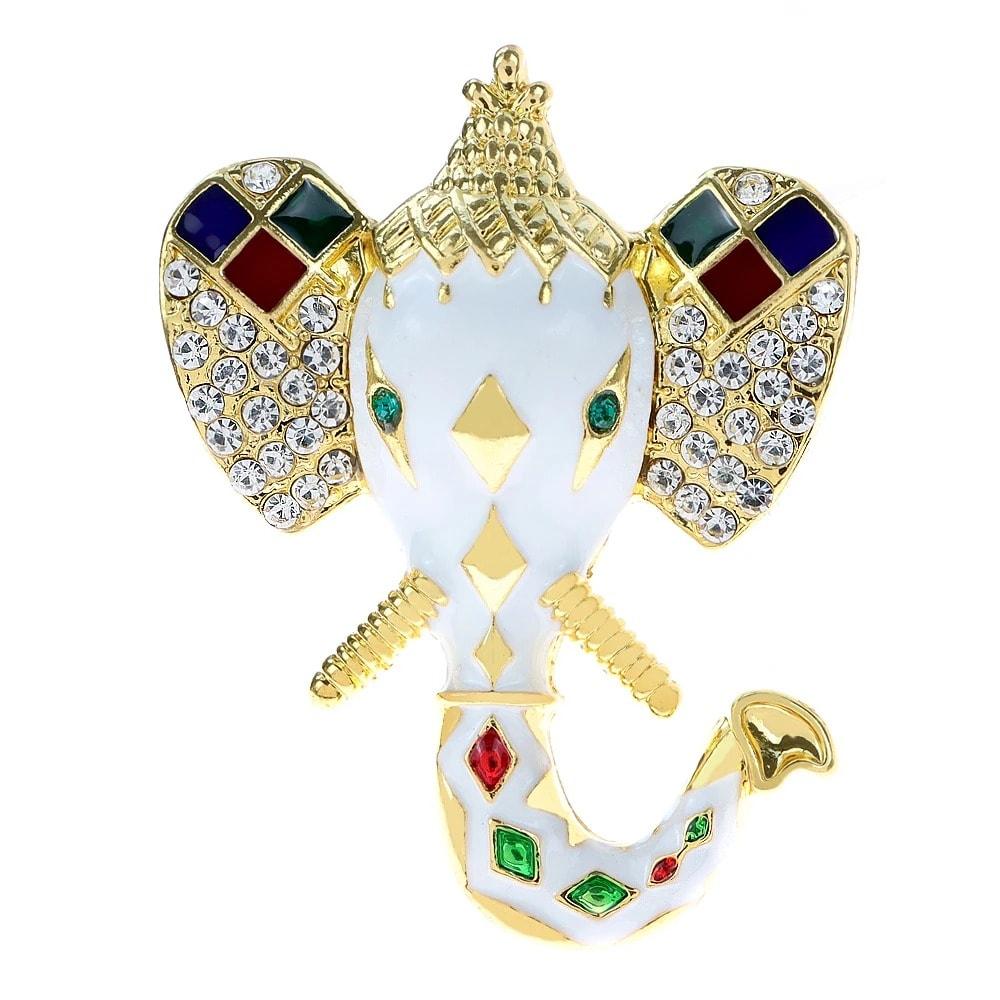 Brosa aurie, forma de elefant, cu pietre, Andreana C2 - Pursehuit.ro