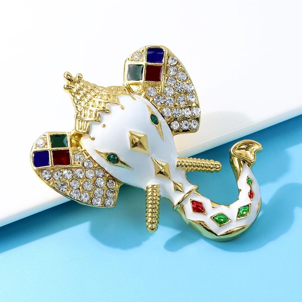 Brosa aurie, forma de elefant, cu pietre, Andreana C2 - Pursehuit.ro