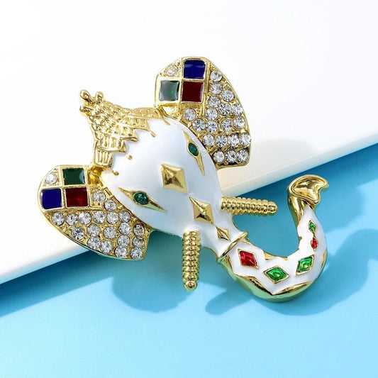 Brosa aurie, forma de elefant, cu pietre, Andreana C2 - Pursehuit.ro