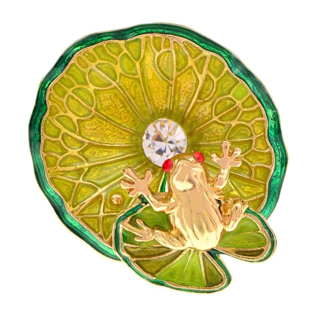 Brosa aurie, forma de frunza de nufar si broscuta, Larsine C1 - Pursehuit.ro