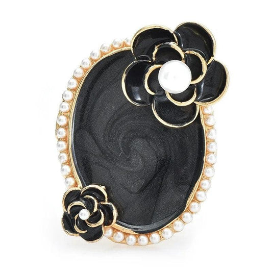 Brosa aurie, stil vintage, cu perlute si flori, Ringo C3 - Pursehuit.ro