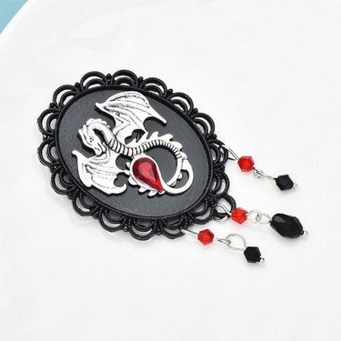 Brosa neagra, cu dragon si pietre, Ivona C2 OUT - Pursehuit.ro