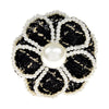 Brosa neagra, in forma de floare, cu perle, Lavina C3