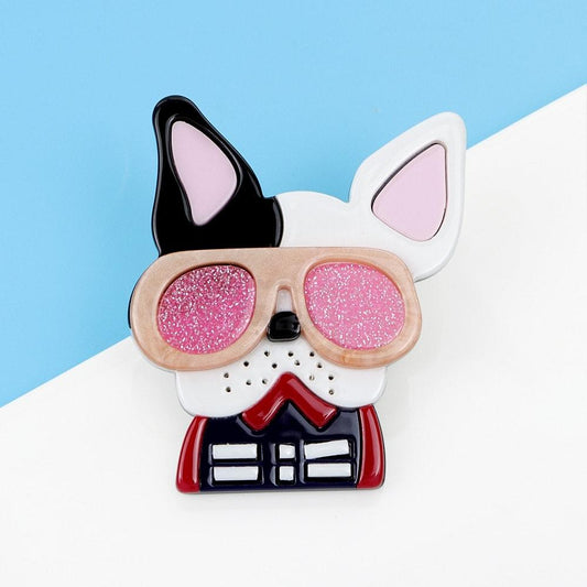 Brosa roz, forma de Boston Terrier, Anca C1 - Pursehuit.ro