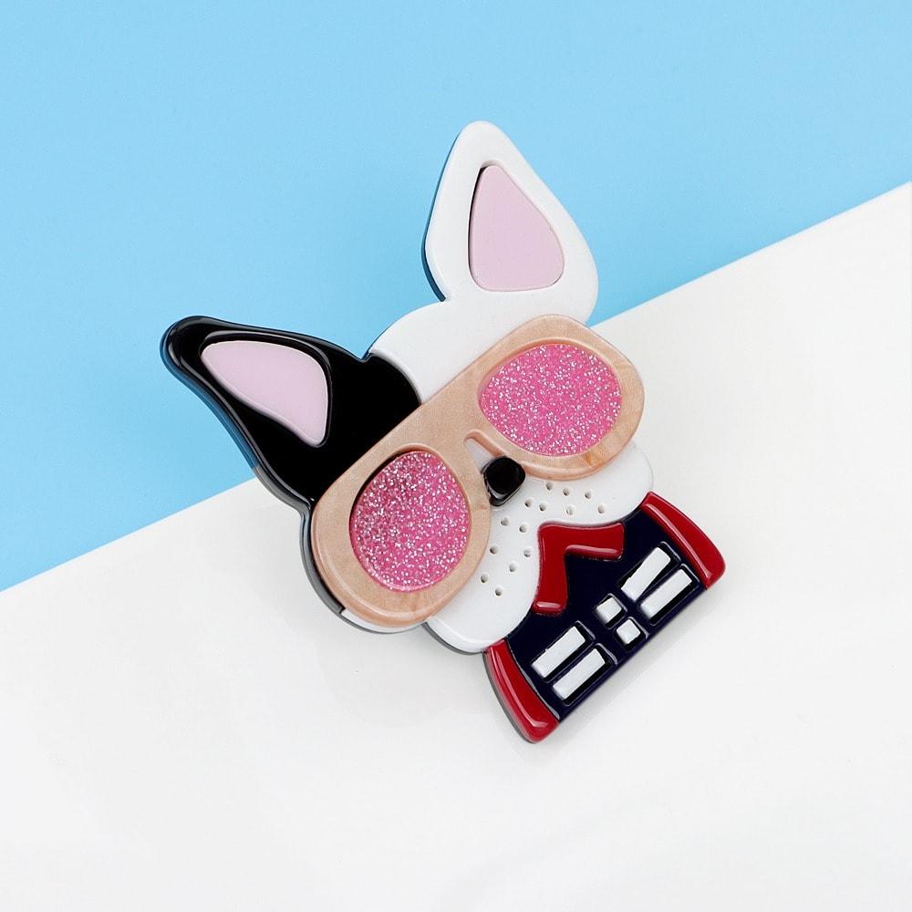 Brosa roz, forma de Boston Terrier, Anca C1 - Pursehuit.ro