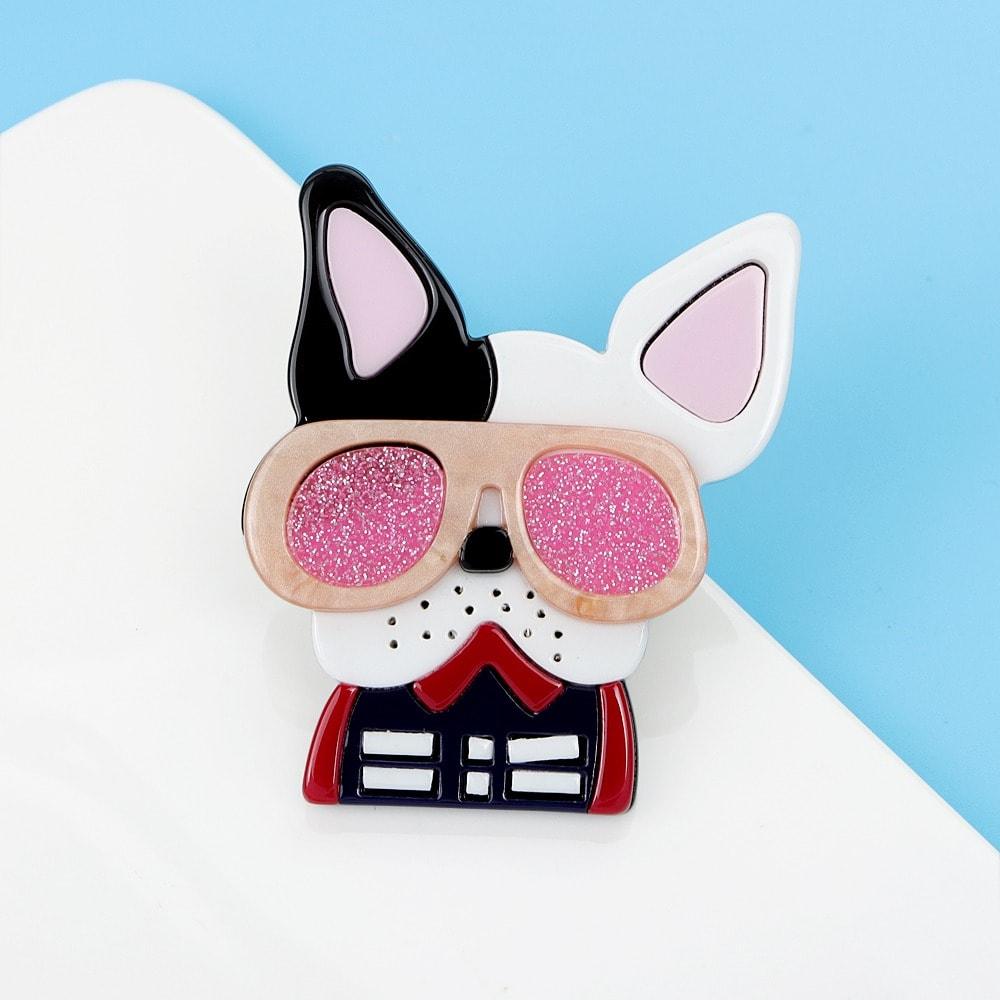 Brosa roz, forma de Boston Terrier, Anca C1 - Pursehuit.ro