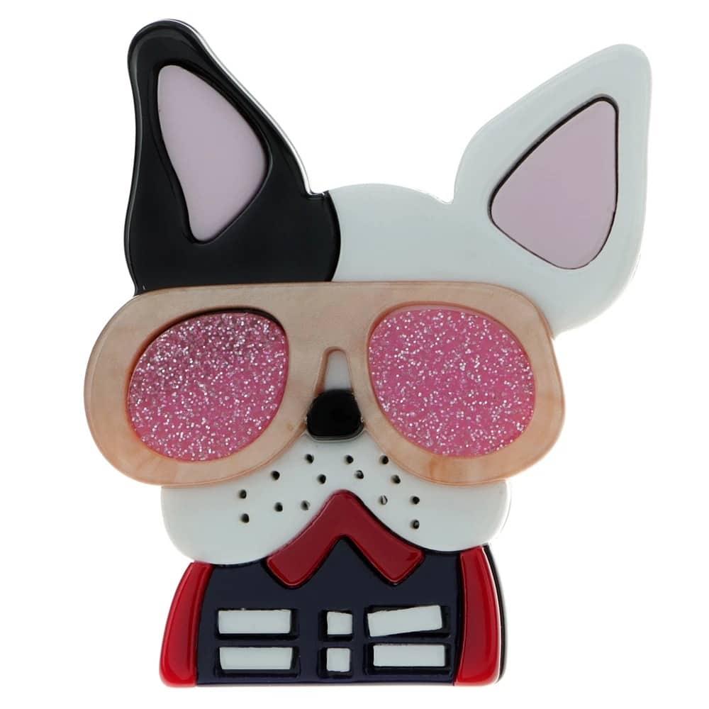 Brosa roz, forma de Boston Terrier, Anca C1 - Pursehuit.ro