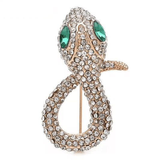 Brosa aurie, forma de sarpe, cu pietre, Wante C1 - Pursehuit.ro