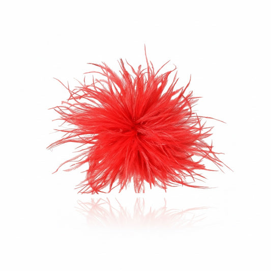 Brosa tip floare din pene, rosie, Agnes C22