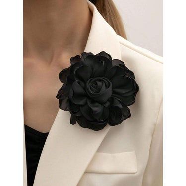 Brosa tip floare supradimensionata, neagra, Beatrix C12 - Pursehuit.ro