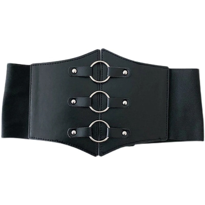 Centura corset, neagra, din piele ecologica, elastica, Dafina C2