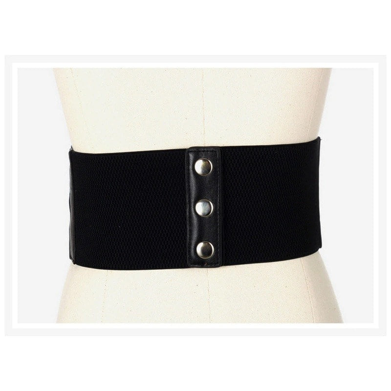 Centura corset, neagra, din piele ecologica, elastica, Danica C2