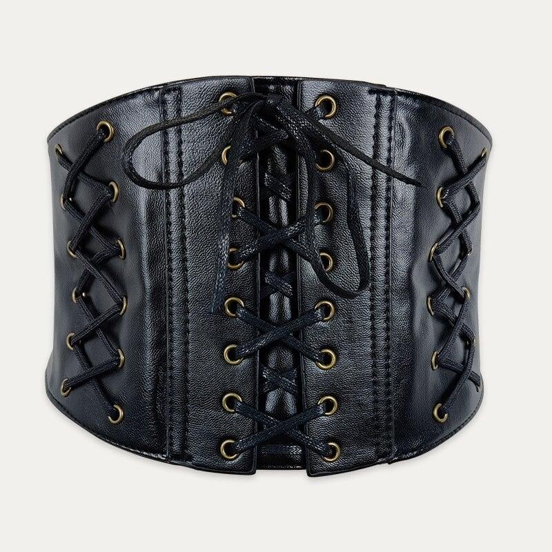 Centura corset, neagra, din piele ecologica, elastica, Stinna C1 - Pursehuit.ro