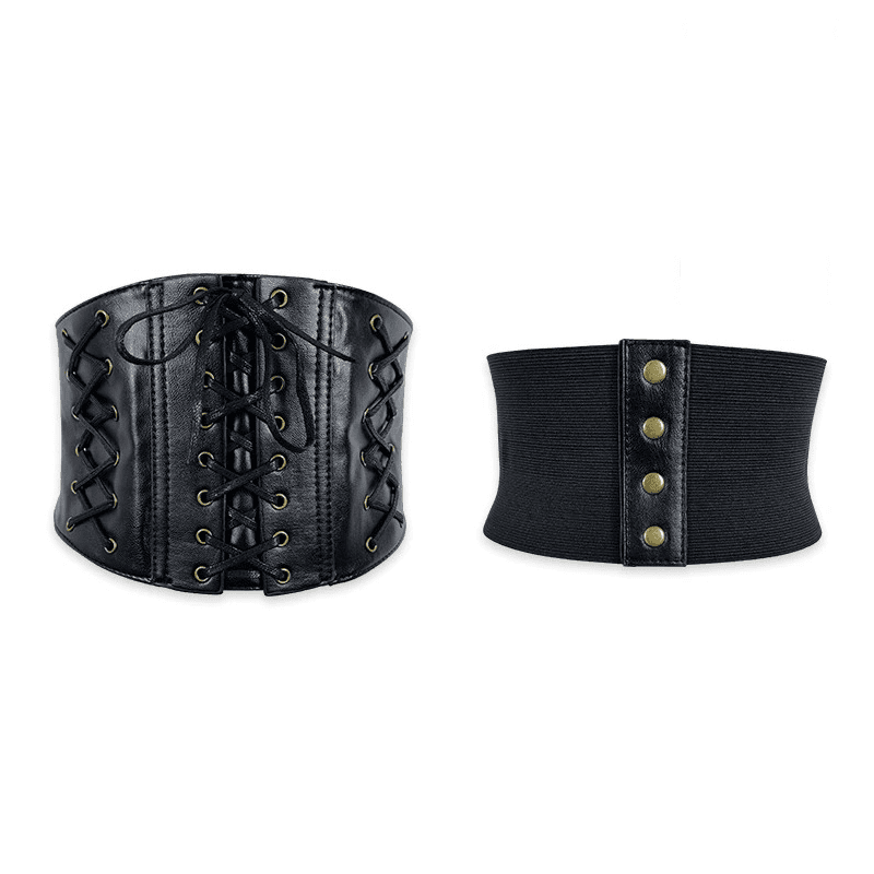 Centura corset, neagra, din piele ecologica, elastica, Stinna C1 - Pursehuit.ro