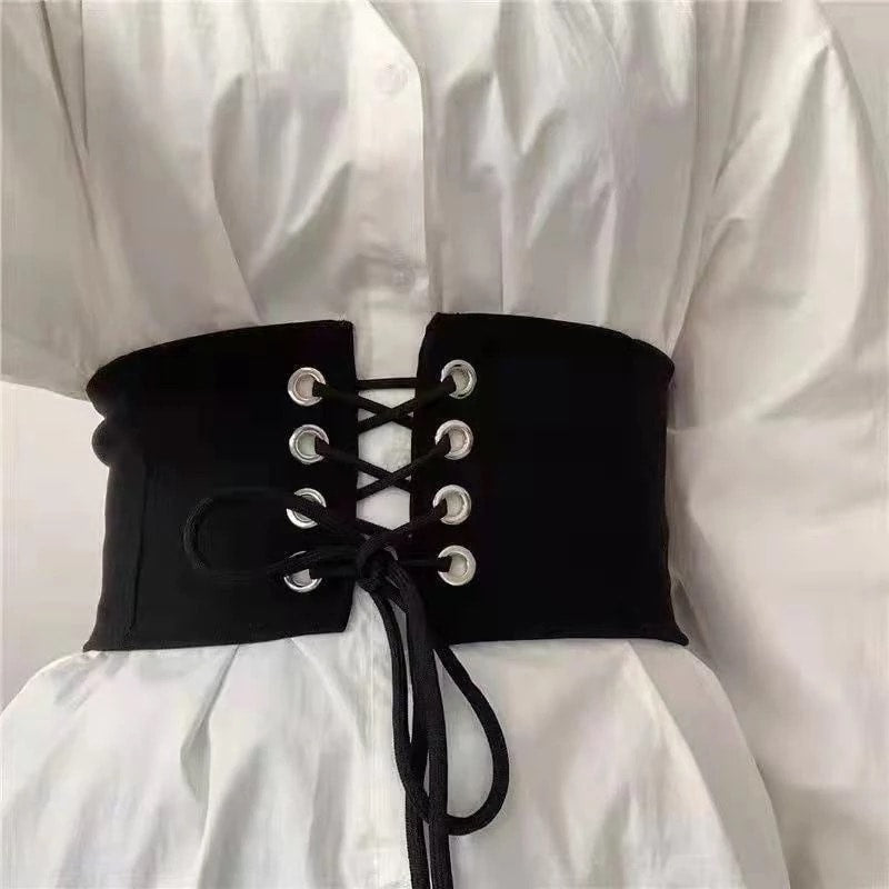Centura corset, neagra, lata, cu snur, Lissy C1