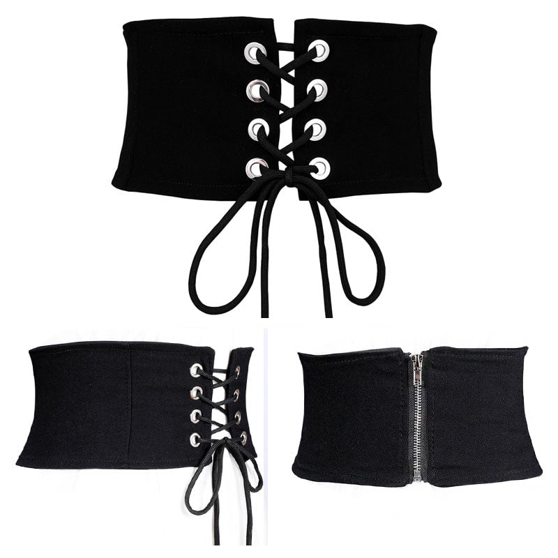 Centura corset, neagra, lata, cu snur, Lissy C1