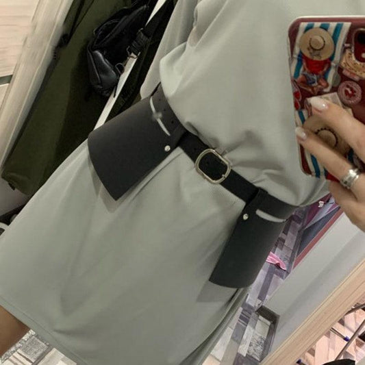 Centura de talie, neagra, din piele ecologica, Lizi C1 - Pursehuit.ro