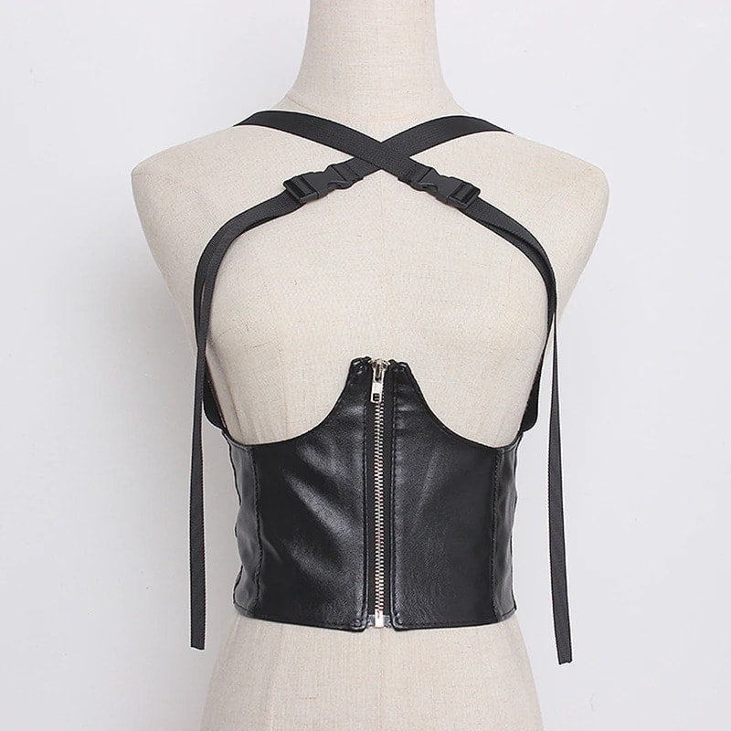 Centura tip corset, neagra, elastica, cu barete ajustabile, Hulda C1