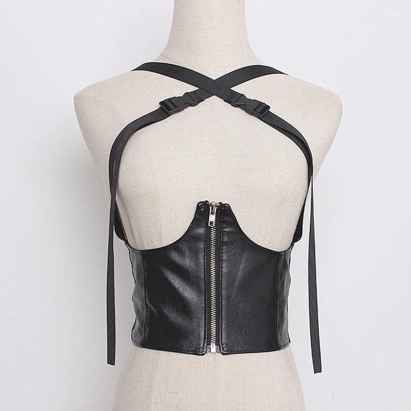 Centura tip corset, neagra, elastica, cu barete ajustabile, Hulda C1 - Pursehuit.ro