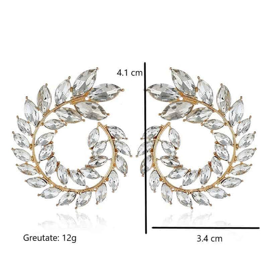 Cercei aurii, forma spirala, cu pietre, Edel C22 - Pursehuit.ro