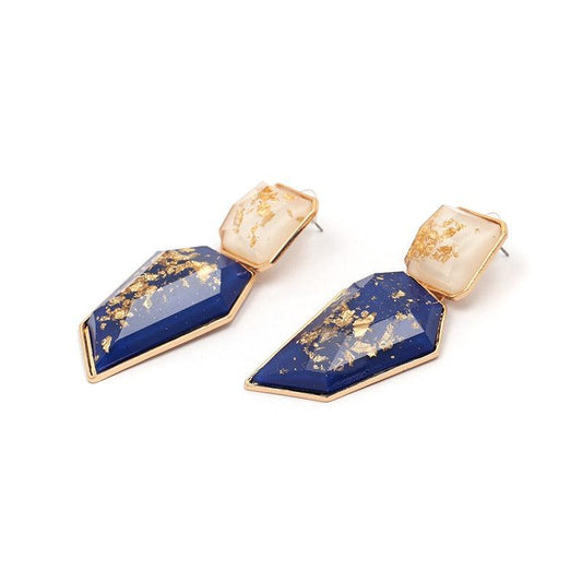 Cercei aurii, cu piatra albastra, Filina C17 - Pursehuit.ro