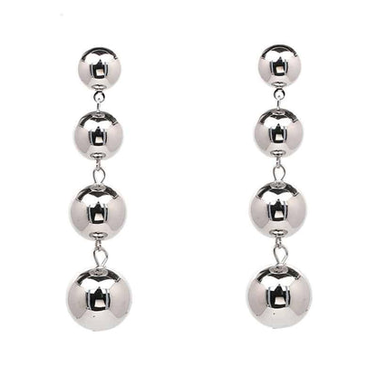 Cercei argintii, lungi, cu bile, Jeanette C8 - Pursehuit.ro